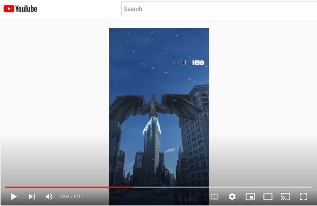 Video advertisement for Game of Thrones